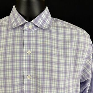 Proper Cloth The Sutton Check Dress Shirt Lavender & Blue Check 15.5x35